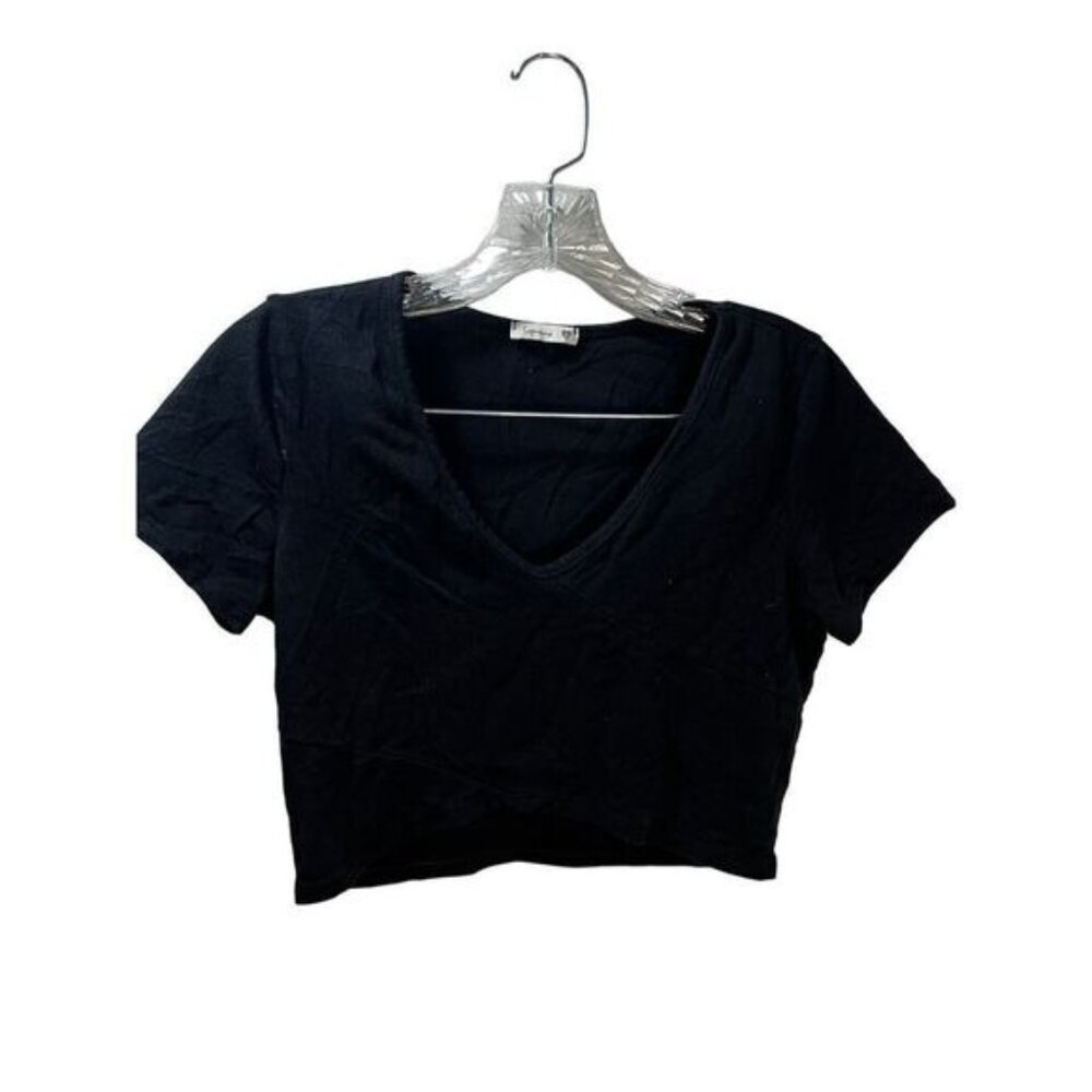 Soprano Black V-Neck‎ Crop Top Large Juniors
